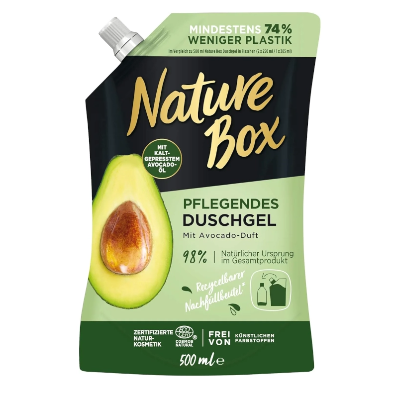 Rezerva Gel de dus Nature Box cu Avocado 500ml
