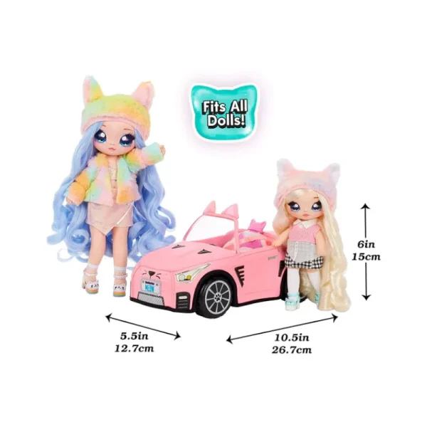 Masina Plus Na! Na! Na! Surprise Decapotabila Soft Plush Kitty