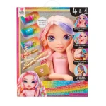 Set Cap de Stilizare Papusa Rainbow High Bella Parker 4 in 1 Roz