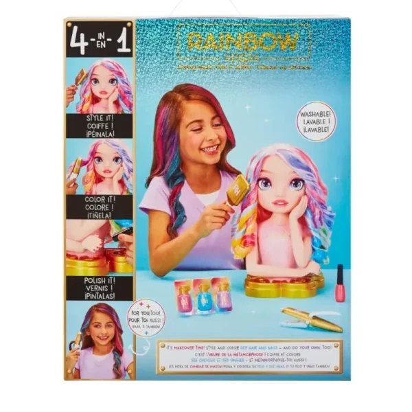 Set Cap de Stilizare Papusa Rainbow High Bella Parker 4 in 1 Roz