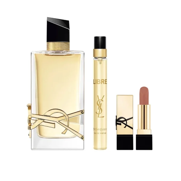 Set Yves Saint Laurent Libre Apa de Parfum Femei 90 ml, Travel Spray 10 ml si Mini Ruj Nu Muse