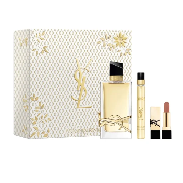 Set Yves Saint Laurent Libre Apa de Parfum Femei 90 ml, Travel Spray 10 ml si Mini Ruj Nu Muse