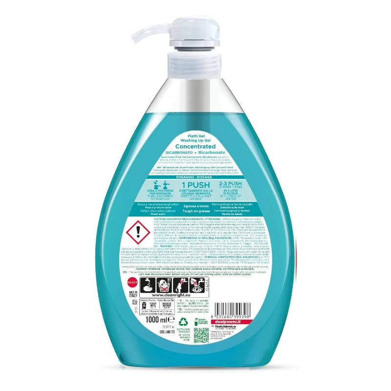 Detergent de vase concentrat Dual Power Salvie si Bicarbonat 1L
